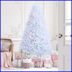 Costway 8ft White Iridescent Tinsel Artificial Christmas Tree with1636 Branch Tips