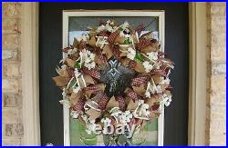 Country Darling Farmhouse Deco Mesh Front Door Wreath Gingham Decor Decoration