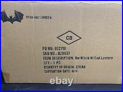 Cracker Barrel 18 Black Resin Halloween Witch With LED Lantern Item In Hand