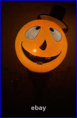 Cracker Barrel Lit Pumpkin Street Light Spiderweb Lamp Post Halloween Decor 36