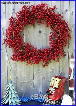 Crate & Barrel Red Berry Wreath -new- Hang With Warm & Festive Holiday Décor
