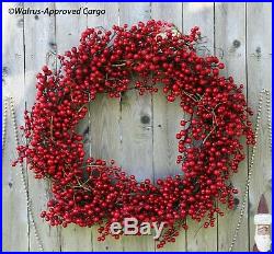 Crate & Barrel Red Berry Wreath -new- Hang With Warm & Festive Holiday Décor