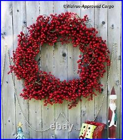 Crate & Barrel Red Berry Wreath -new- Hang With Warm & Festive Holiday Décor