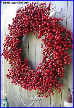 Crate & Barrel Red Berry Wreath -new- Hang With Warm & Festive Holiday Décor