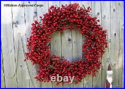 Crate & Barrel Red Berry Wreath -new- Hang With Warm & Festive Holiday Décor