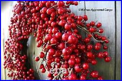 Crate & Barrel Red Berry Wreath -new- Hang With Warm & Festive Holiday Décor