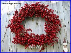 Crate & Barrel Red Berry Wreath -new- Hang With Warm & Festive Holiday Décor