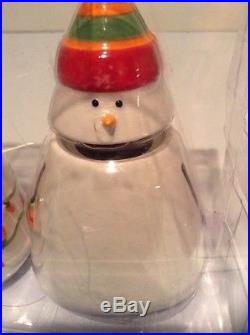 Crate & Barrel Snowman Sugar Creamer Salt Pepper Set
