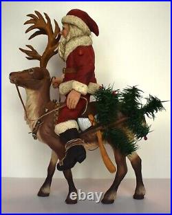 Crate Prospects wood jointed Father Christmas, Santa on reindeer. Ann Olson