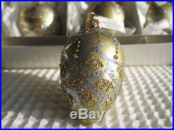 Crate and Barrel Christmas Holiday Egg Ornaments Set of Six #4
