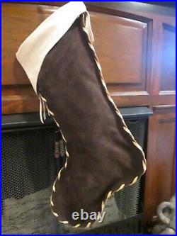 Cripple Creek Leather Christmas Stocking Hand Crafted 18 x 8 Fringe Antler