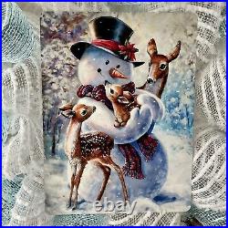 Cuddling Snowman Winter Wreath Handmade Deco Mesh