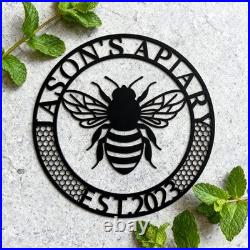 Custom Bee Apiary Metal Sign, Personalized Beekeeper Gift