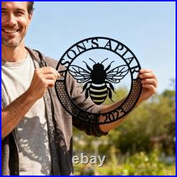 Custom Bee Apiary Metal Sign, Personalized Beekeeper Gift