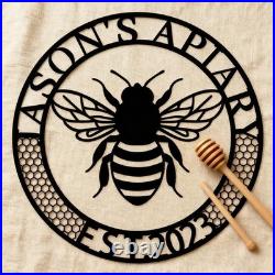 Custom Bee Apiary Metal Sign, Personalized Beekeeper Gift