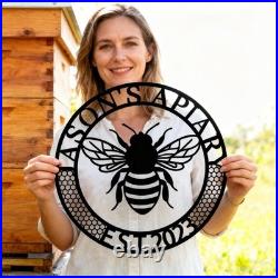 Custom Bee Apiary Metal Sign, Personalized Beekeeper Gift
