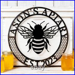 Custom Bee Apiary Metal Sign, Personalized Beekeeper Gift