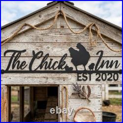 Custom Chick Inn Metal Wall Art Chicken Coop Farmhouse Sign Plaque Gift