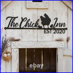 Custom Chick Inn Metal Wall Art Chicken Coop Farmhouse Sign Plaque Gift Custom Chick Inn Metal Wall Art Chicken Coop Farmhouse Sign Plaque Gift