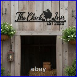 Custom Chick Inn Metal Wall Art Chicken Coop Farmhouse Sign Plaque Gift Custom Chick Inn Metal Wall Art Chicken Coop Farmhouse Sign Plaque Gift