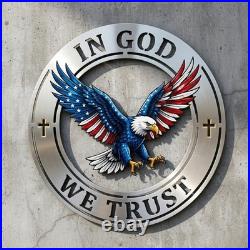 Custom Eagle Metal Wall Art Personalized Family Name Patriotic American Flag Sig