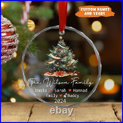 Custom Family Christmas Ornament With Pets, 2024 Family Glass Ornament, Gifts