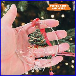 Custom Family Christmas Ornament With Pets, 2024 Family Glass Ornament, Gifts