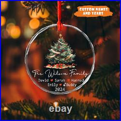 Custom Family Christmas Ornament With Pets, 2024 Family Glass Ornament, Gifts