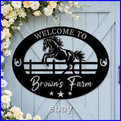Custom Galloping Horse Metal Sign Ranch Entrance Plaque Personalized Farmhouse