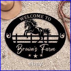 Custom Galloping Horse Metal Sign Ranch Entrance Plaque Personalized Farmhouse
