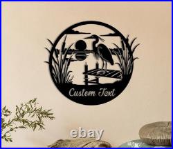 Custom Metal Heron Wall Decor, Custom Welcome Sign, Personalized Outdoor Garden