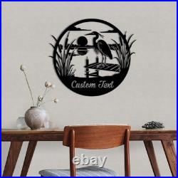 Custom Metal Heron Wall Decor, Custom Welcome Sign, Personalized Outdoor Garden