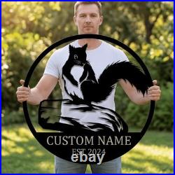 Custom Metal Squirrel Sign Personalized Cabin Wall Decor Gift