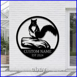 Custom Metal Squirrel Sign Personalized Cabin Wall Decor Gift