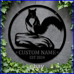 Custom Metal Squirrel Sign Personalized Cabin Wall Decor Gift