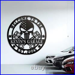 Custom Motorcycle Skull Metal Sign Personalized Garage Decor