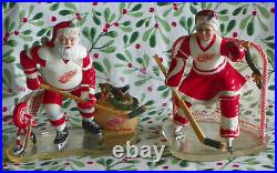DANBURY MINT SANTA & MRS. CLAUS NHL DETROIT RED WINGS HOCKEY FIGURINES WithCOA