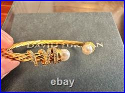 DAVlD/Yurman18K/GOLD 4mm Rotating Curved Pearls Head Bracelet M