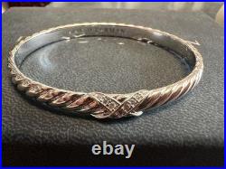 DAVlD. Yurman6.2mm Sculpted Cable X 18K platinum Gold with Diamonds 7.5IN