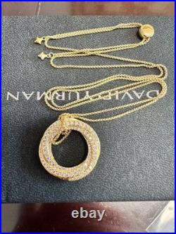 DAVlD YurmanPavé Crossover Pendant Necklace YG with Diamonds 19inch