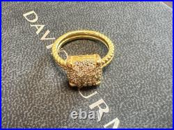 DAVlD YurmanSterling Gold Chatelaine 14mm Diamond Pave Ring Size 7