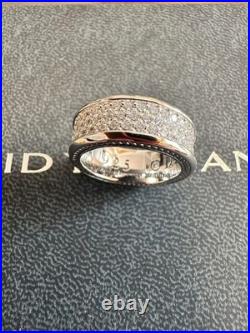 DAVlD/YurmanSterling/Silver 8.5mm Streamline Full-Diamond Band Ring Size US 7