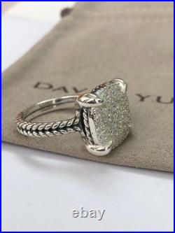 DAVlD. YurmanSterling Silver Chatelaine 14mm Diamond Pave Ring Size 7