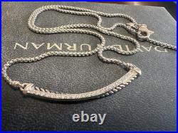 DAVlD YurmanSterling Silver Crossover Bar Pendant Necklace with Diamonds 16-17 DAVlD YurmanSterling Silver Crossover Bar Pendant Necklace with Diamonds 16-17