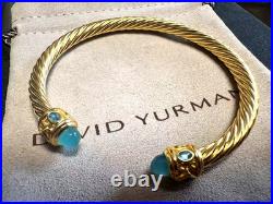 DAVl’D YurmanDrman/Genderless/Spiral Silver Green Stone Bracelet