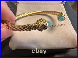 DAVl'D YurmanDrman/Genderless/Spiral Silver Green Stone Bracelet