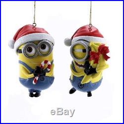 DESPICABLE ME Minions Dave and Carl CHRISTMAS Ornaments Santa Hats SET of 2