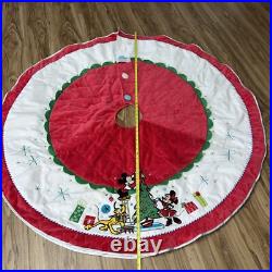 DISNEY MICKEY AND MINNIE Embroidered CHRISTMAS TREE SKIRT 53 Diameter
