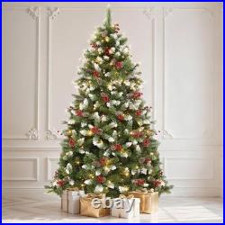 DWVO 6ft Pre-lit Christmas Tree, Pre-Decorated Artificial Christmas Trees for Ho