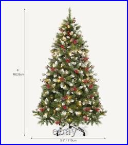 DWVO 6ft Pre-lit Christmas Tree, Pre-Decorated Artificial Christmas Trees for Ho